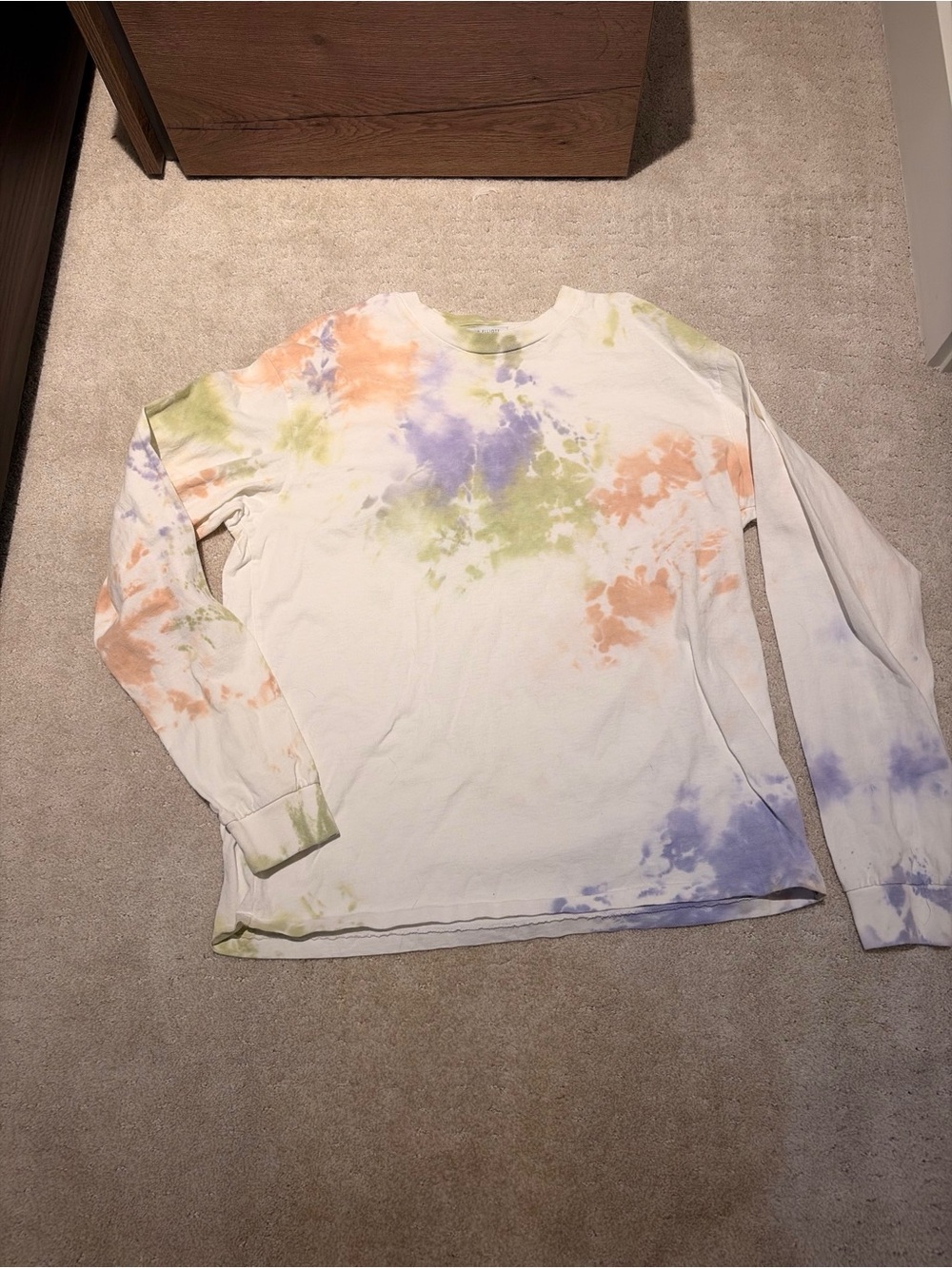 John Elliott Tie-Dye Long Sleeve Tee - Pastel Orange, Green & Lavender